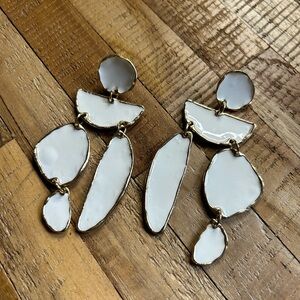 White Gold-Trim Dangle Statement Earrings - Women Jewelry